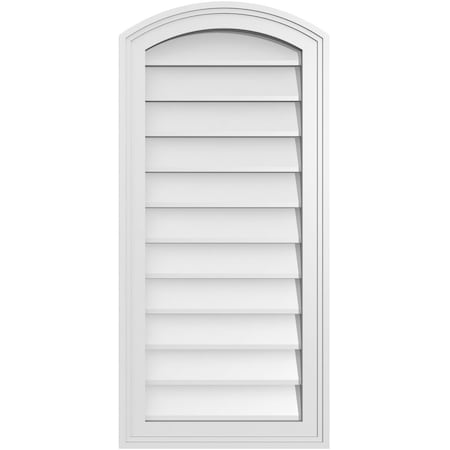 Ekena Millwork Arch Top Surface Mount PVC Gable Vent: Functional, w/ 2"W x 1-1/2"P Brickmould Frame, 16"W x 34"H GVPAR16X3402SF
